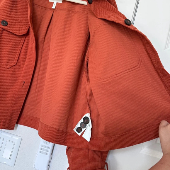 Anthropologie Avec Les Filles Relaxed Corduroy Shacket Pumpkin Fall Rust Sz L - Picture 9 of 14